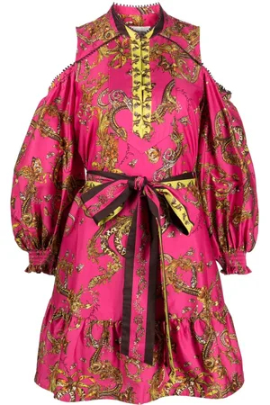 Marchesa Notte Iris floral-print belted minidress