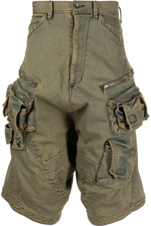 JULIUS Drop-crotch denim cargo shorts