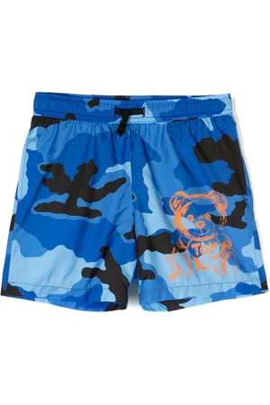 Moschino Teddy Bear-print camouflage swim shorts
