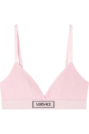VERSACE Logo-patch cotton-blend bra
