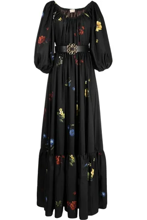 Elie saab Floral-print satin maxi dress