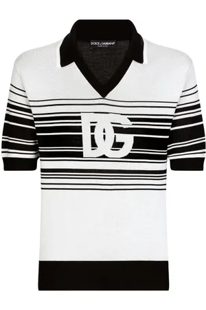 Dolce & Gabbana Stripe-print silk polo shirt