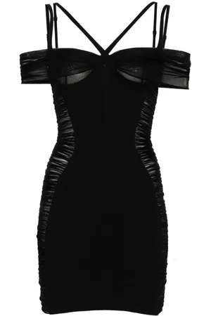 MUGLER Ruched panelled mini dress