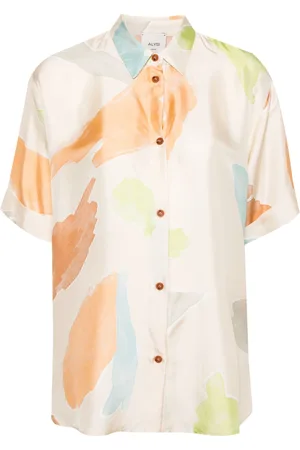 ALYSI Abstract-print silk shirt