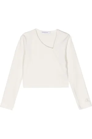 Calvin Klein Logo-embroidered asymmetric knit top