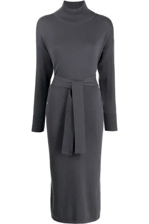 N.PEAL High-neck belted-waist dress