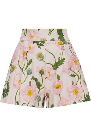 Oscar de la Renta Poppy-print cloqué shorts