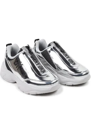 DKNY Logo-print panelled metallic sneakers