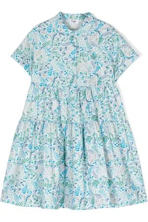 Il gufo Floral-print tiered shirt dress