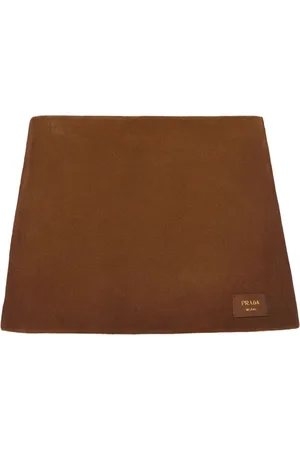 Prada Logo-patch suede miniskirt