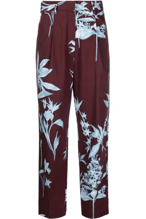 FORTE FORTE Floral-pattern cotton straight-leg trousers