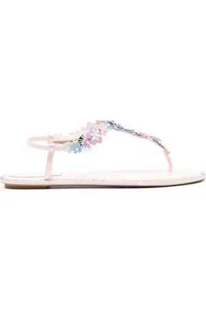 RENE CAOVILLA Floral-appliqué leather sandals