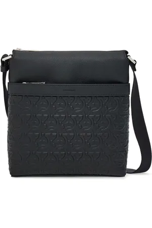 Salvatore Ferragamo Gancini-embossed leather messenger bag