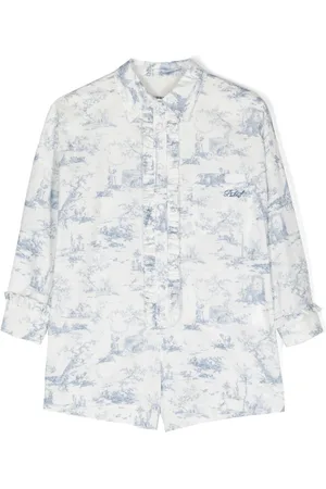 PHILOSOPHY DI LORENZO SERAFINI Graphic-print ruffled cotton jumpsuit
