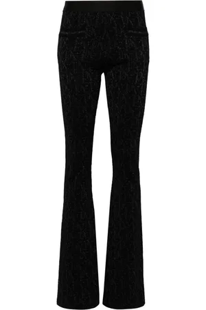 Palm Angels Monogram-jacquard knitted flared trousers