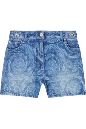 VERSACE Logo-patch cotton shorts