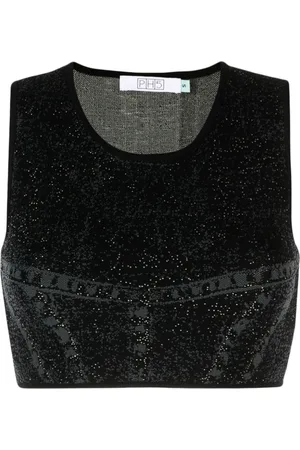 PH5 Lillian denim-print crop top