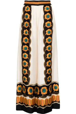 La DoubleJ Daisy Chain silk palazzo pants