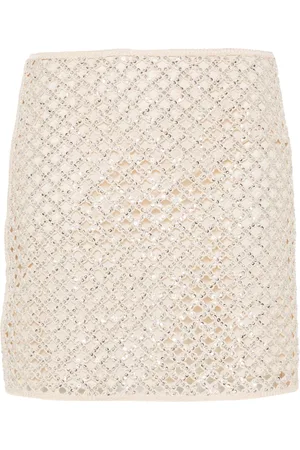 Twin-Set Beaded open-knit miniskirt
