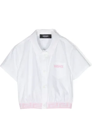VERSACE Logo-embroidered cotton shirt