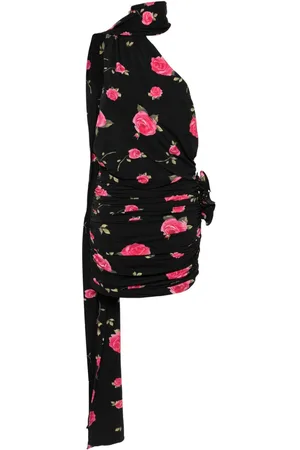MAGDA BUTRYM Rose-print ruched minidress