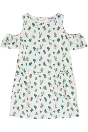 Moschino Cold-shoulder cactus-print dress