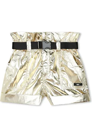 DKNY Laminated belted mini shorts