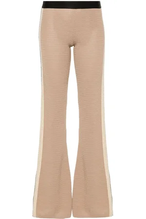 Palm Angels Logo-tape knitted flared trousers