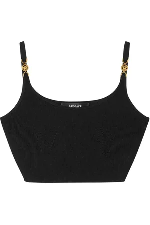 VERSACE Medusa-strap knitted crop top
