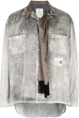 Maison Mihara Yasuhiro Scarf-detail distressed-finish shirt