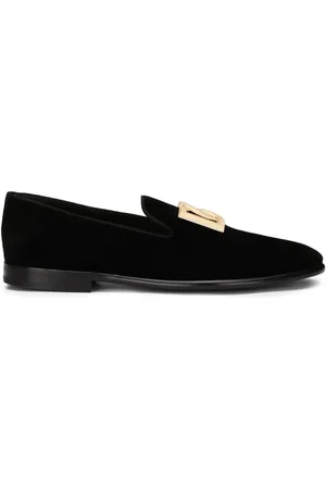Dolce & Gabbana Logo-plaque velvet slippers