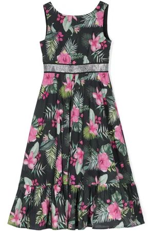 MONNALISA Floral-print rhinestone-embellished dress