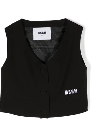 Msgm Logo-embroidered cropped waistcoat
