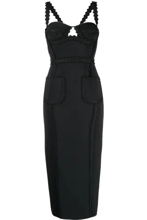 Elie saab Scallop-edge straps midi dress
