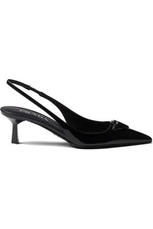 Prada 55mm patent-leather slingback pumps