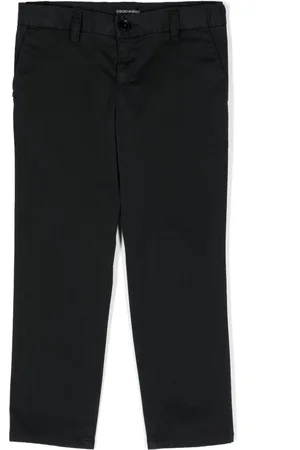 Emporio Armani Mid-rise logo-plaque straight-leg chinos