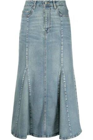 Ganni Logo-appliqué denim skirt