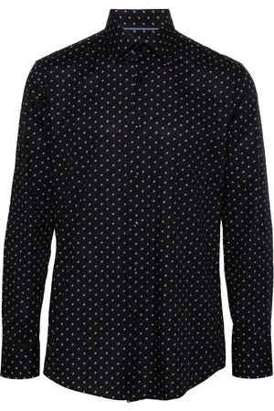 HUGO BOSS Geometric-print poplin shirt