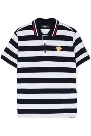 VERSACE Striped cotton polo shirt