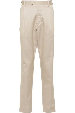 BRIONI Slim-fit cotton tailored trousers