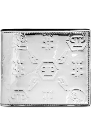 Philipp Plein Monogram-embossed metallic wallet