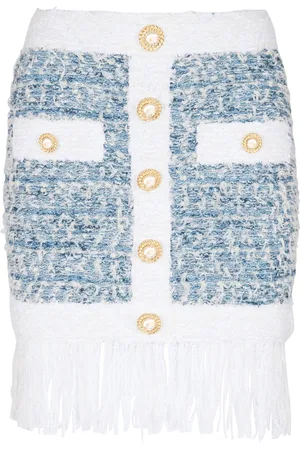 Balmain Fringed tweed miniskirt
