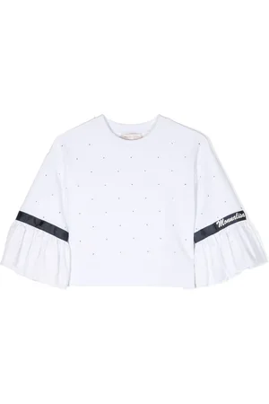 MONNALISA Logo-print rhinestone-embellished blouse