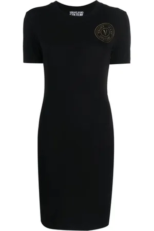 VERSACE Logo-print stretch-cotton dress