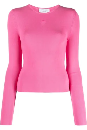 Marine Serre Logo-embroidered ribbed-knit top