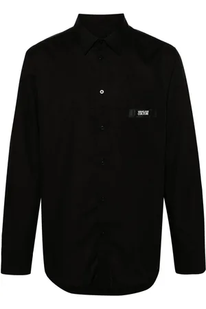 VERSACE Logo-patch cotton shirt