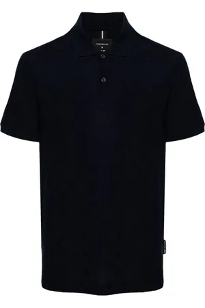 HUGO BOSS Checkerboard-knit polo shirt