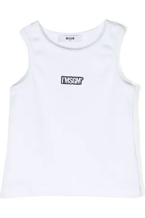 Msgm Logo-embroidered fine-ribbed tank top