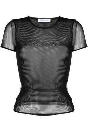 BLUMARINE Logo-embellished mesh T-shirt