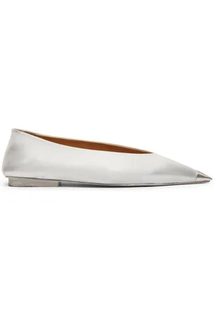 MARSÈLL Pointed-toe leather ballerina shoes
